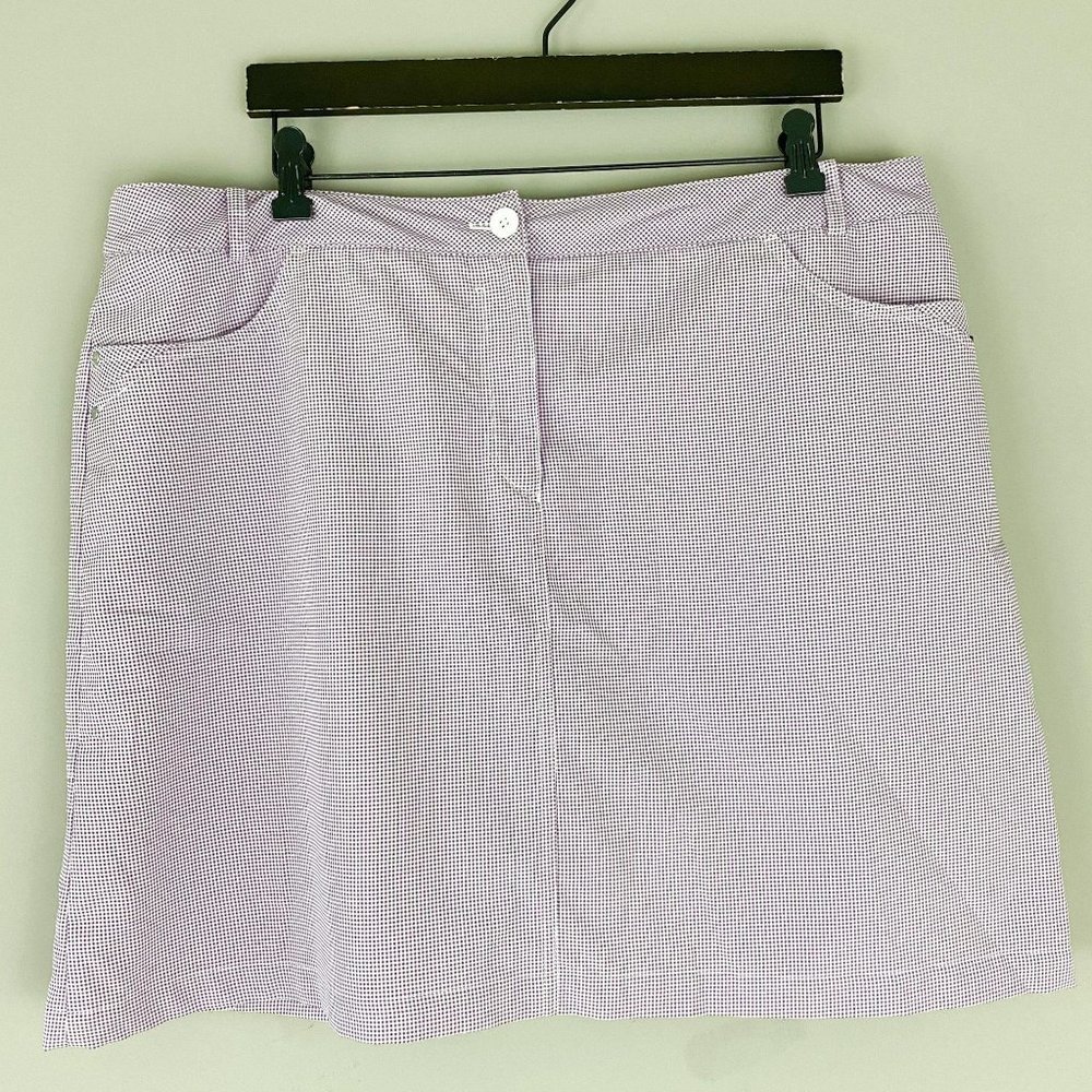 Nivo Purple White Gingham Pleated Golf  Skort 18
